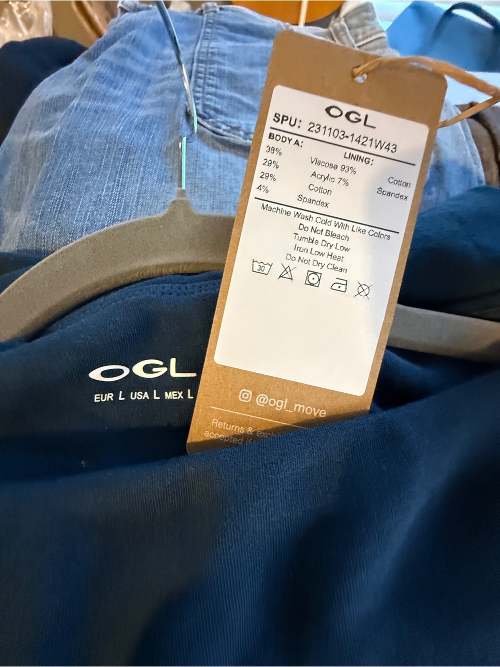 OGL Sz LSlate Blue Fit-Flare Long Sleeve Built-bra Midi Dress | NWT - Picture 8 of 10
